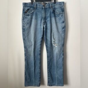 Ariat Men’s Rebar M4 Perfectly Worn Low Rise Bootcut Jeans